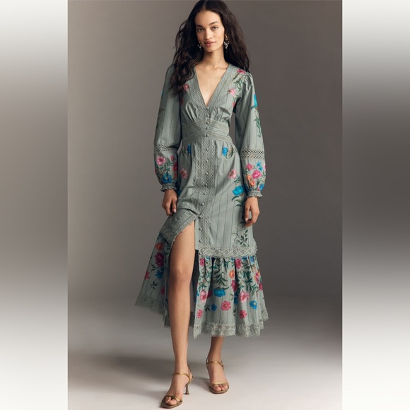 Anthropologie Dresses & Skirts - Anthropologie Floral Button Front Midi Dress